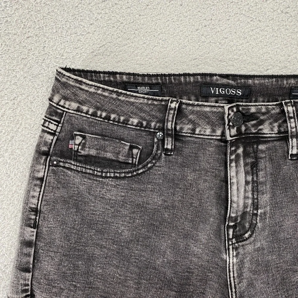 Vigoss Denim Shorts Womens 28 Cutoff‎ Mid Rise Stretchy Gray Denim 3.5 Inch